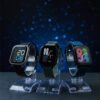 Set-of-modern-smartwatches-with-silicone-straps-in-black-green-and-blue