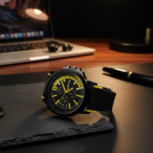 trio-of-black-sport-watches-with-high-contrast-green-red-and-yellow-details